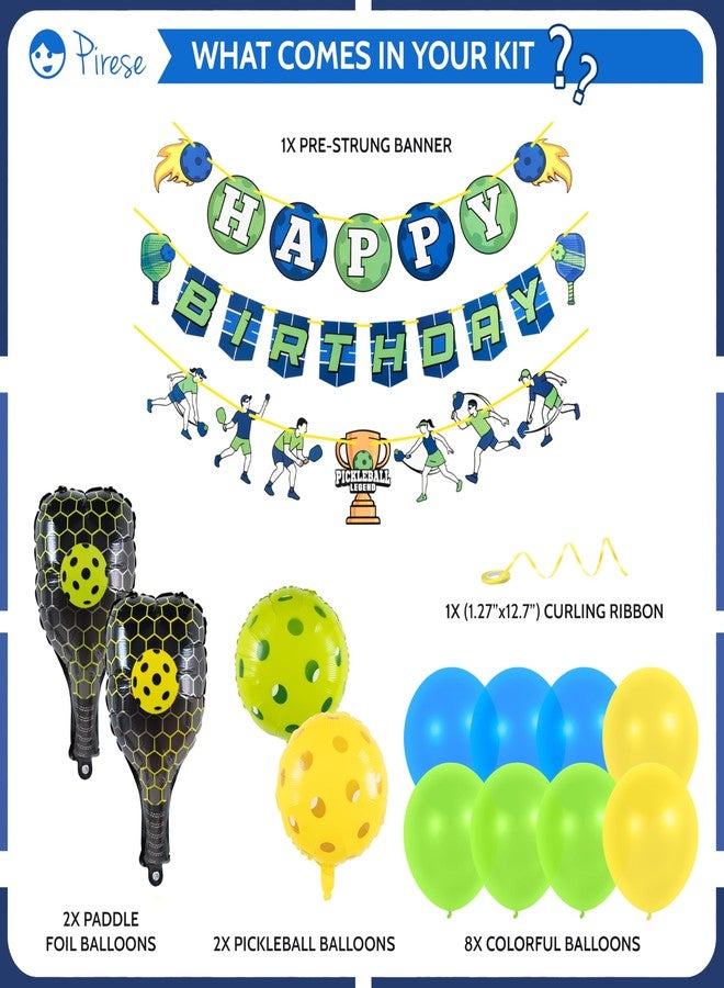 Pirese Pickleball Birthday Decorations, Pickleball Party Supplies with Happy Birthday Banner, Paddle & Pickleball Foil Balloons, Pickleball Party Decor, Pre-Strung Pickleball Decorations for Birthday - Image 2